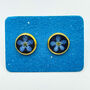 Forgetmenot Flowers Stud Earrings Gold Or Silver 6mm Or 10mm Black, thumbnail 1 of 11