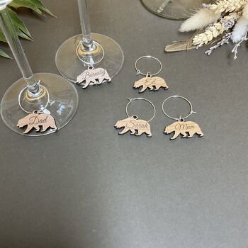 Personalised Polar Bear Wine Glass Charms, 6 of 7