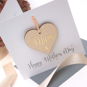 Mothers Day Personalised Wooden Heart Card, 3 of 9