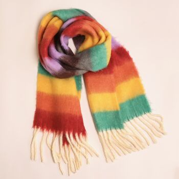 Rainbow Thick Stripe Winter Scarf, 2 of 5