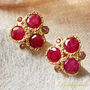 Multicoloured Tourmaline Triple Stone Gold Silver Stud, thumbnail 9 of 10