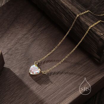 Aurora Ab Cz Heart Pendant Necklace, 2 of 12