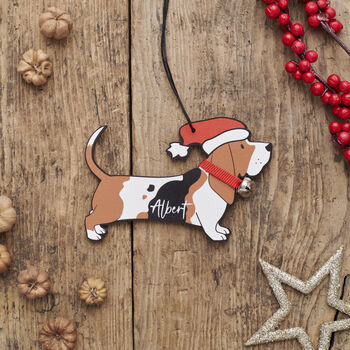 Basset Hound Christmas Decoration Personalisation Available, 3 of 4