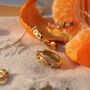 Gold Rainbow Gemstone Huggie Hoop Earrings, thumbnail 5 of 9