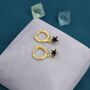 Sterling Silver Black Cz Star Huggie Hoop Earrings, thumbnail 6 of 12