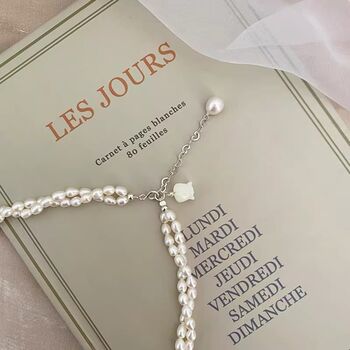 Lucy White Ivory Silver Pearl Drop Jewel Gift Necklace, 6 of 7