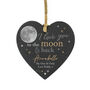 Personalised Slate Heart Hanging Decoration – I Love You To The Moon And Back Gift, thumbnail 3 of 3