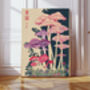 Purple And Pink Japanese Mushroom Art Print, thumbnail 1 of 4