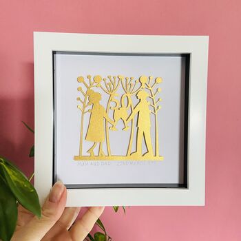 Framed Personalised 50th Golden Wedding Paper Cut Art, 2 of 10