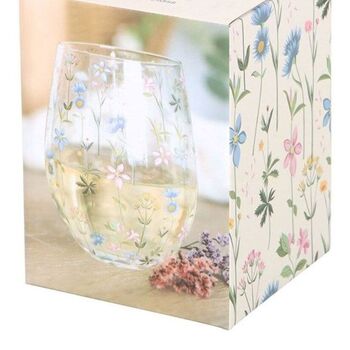 Floral Stemless Wine Glass, 3 of 4