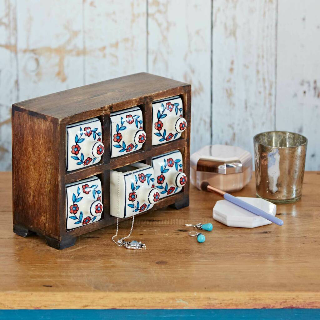 Handmade Wood And Ceramic Drawer Box By Paper High