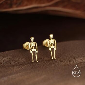Sterling Silver Full Human Skeleton Stud Earrings, 3 of 12