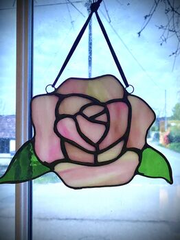 Rose Stained Glass Sun Catcher Wall And Window Art, 7 of 8
