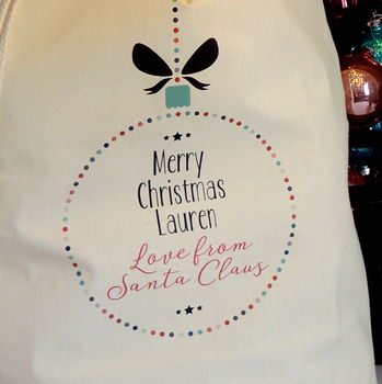 Personalised Colourful Bauble Christmas Sack, 2 of 2