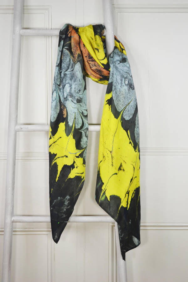 Tourmaline Marble Print Silk Scarf By Edition de Luxe ...