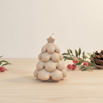 Beige Christmas Tree Candle Festive Decoration, 7 of 10