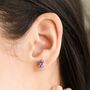 Lavender Amethyst Oval Stud Earrings In Sterling Silver And Gold, thumbnail 2 of 11