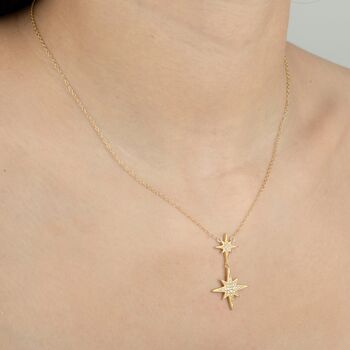 Double Sparkling Starburst Necklace, 3 of 4