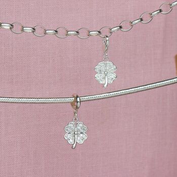 Sterling Silver Crystal Clover Charm, 2 of 7