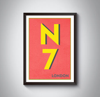 N7 Holloway, Islington London Postcode Art Print, 4 of 10
