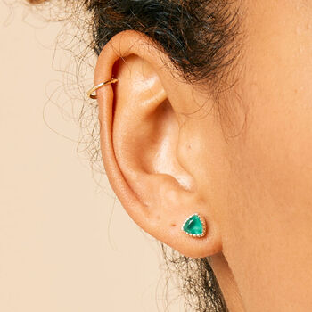 Trillion Green Onyx Silver Stud Earrings, 2 of 9
