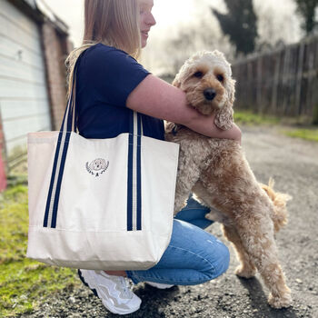 Personalised Varsity Dog Lover Organic Tote Bag, 8 of 12