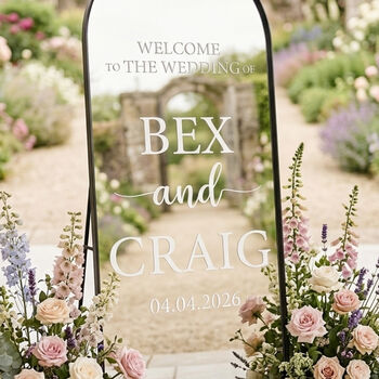 Personalised Wedding Welcome Mirror Vinyl Sticker Decal, 3 of 5