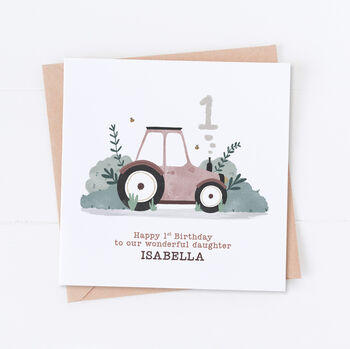 Personalised Tractor Birthday Card Blue, 5 of 6