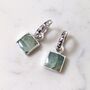 The Square Aquamarine Earrings, Silver, thumbnail 1 of 5