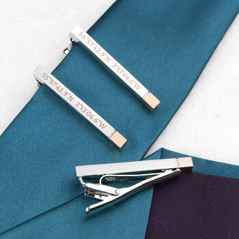 Personalised Special Coordinates Two Tone Tie Clip, 4 of 5