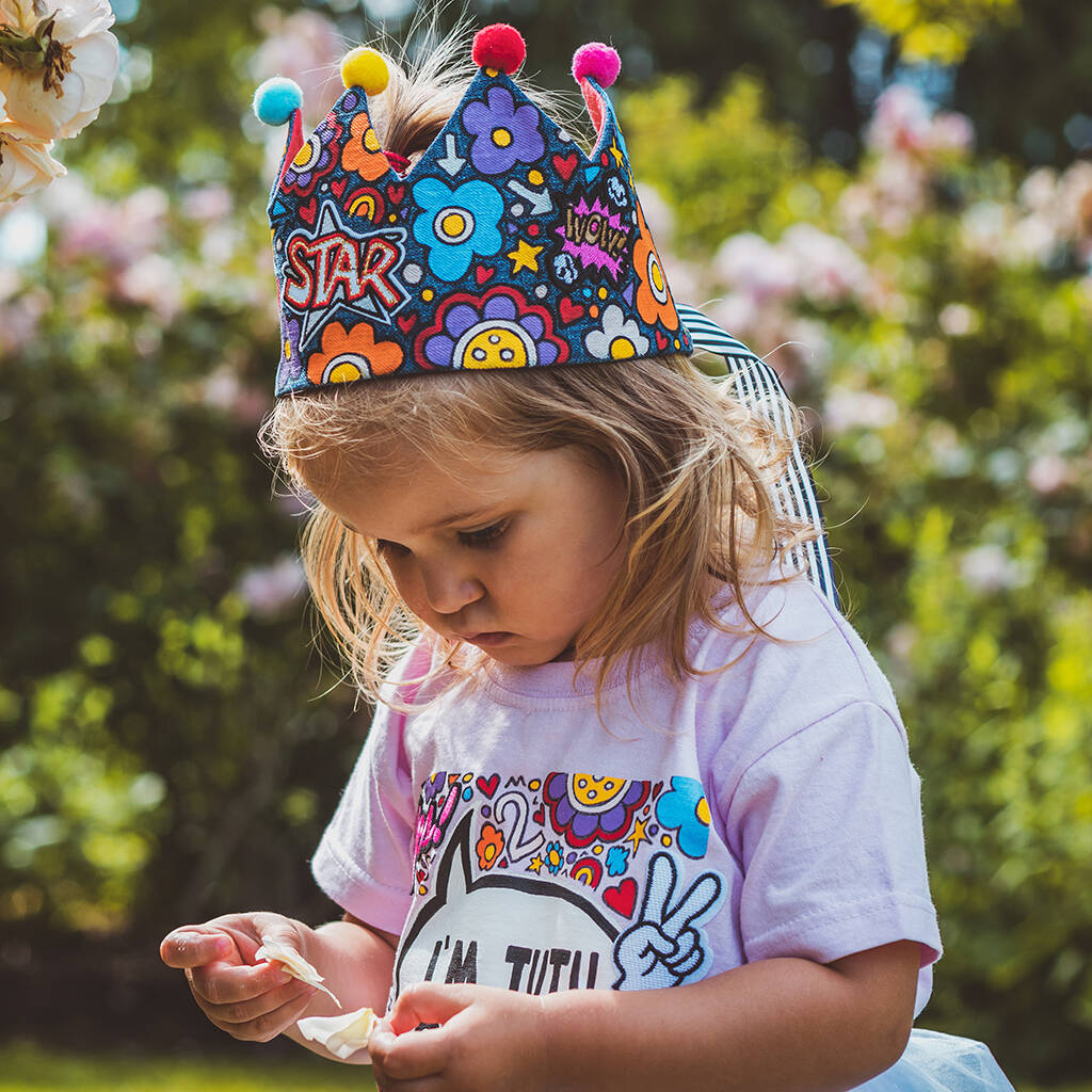 Kids Personalised Hand Painted Denim Crown, 1 of 12