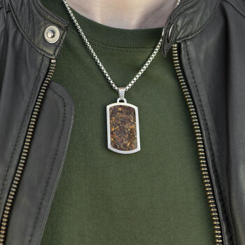 Personalised Men's Tiger's Eye Dog Tag Necklace, 2 of 8