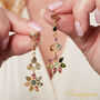 Multicoloured Tourmaline Star Shaped Long Stud Gold Earrings, thumbnail 5 of 9