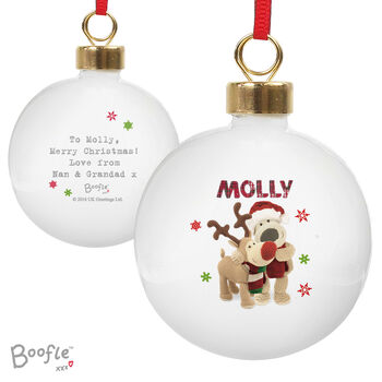 Personalised Boofle Christmas Reindeer Bauble, 6 of 6