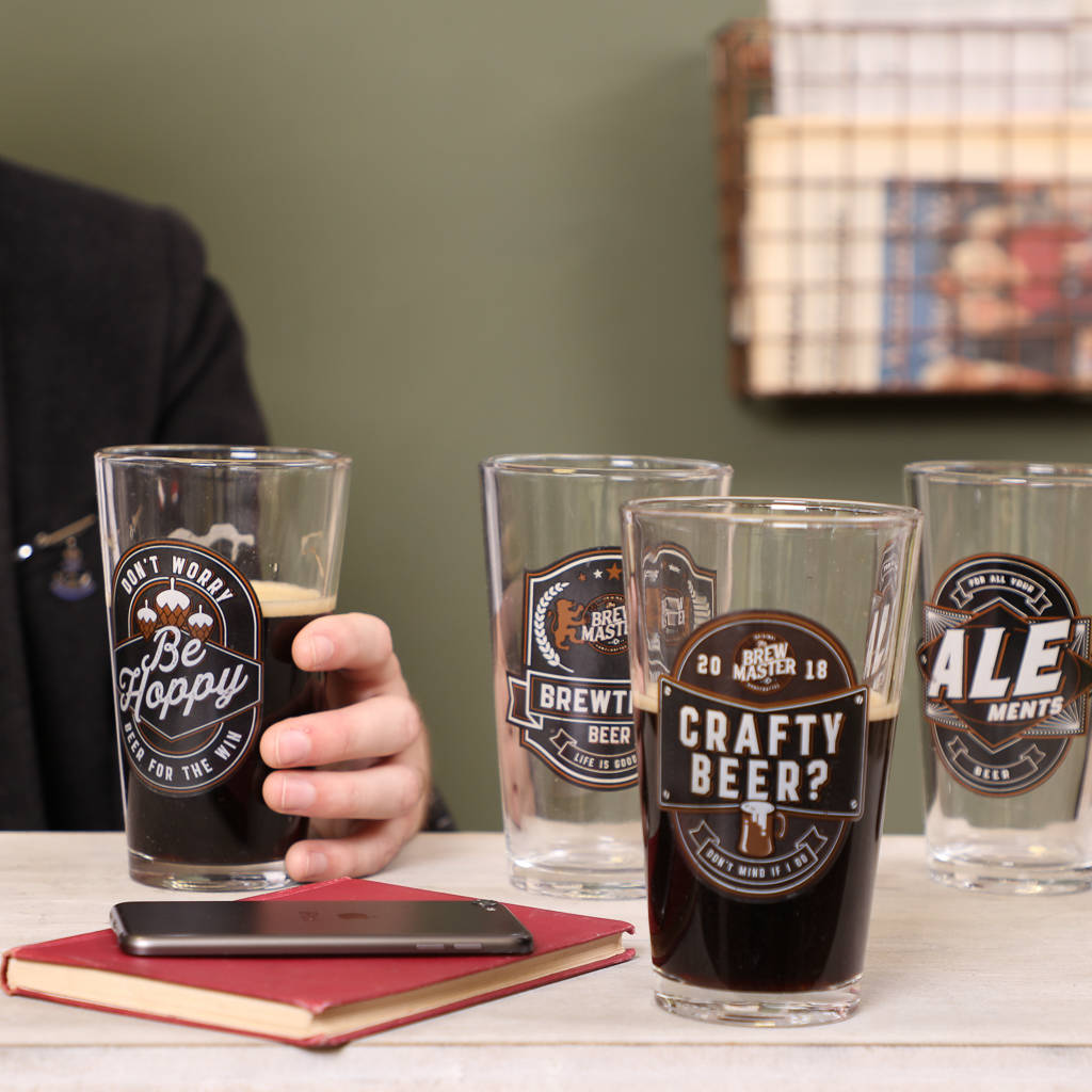 brew master set of four pint glasses for beer by dibor