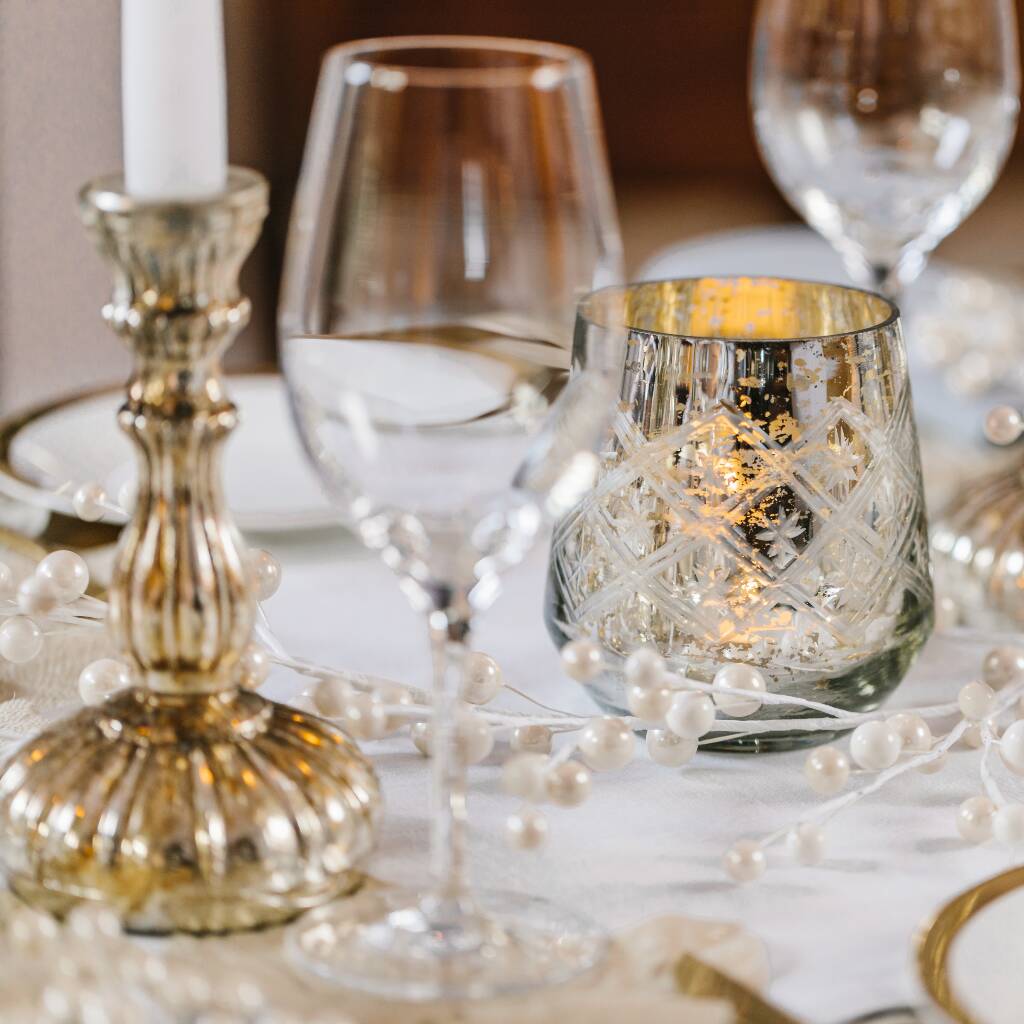 Etched Silver Candle Holder Trio By Truffle Tablescapes
