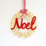 Noel Gold Hanging Christmas Wreath, thumbnail 1 of 3
