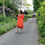 Anna Coral Red Linen Blend Wrap Dress, thumbnail 6 of 7