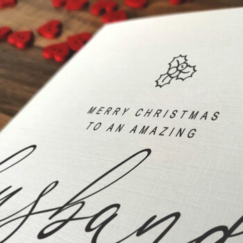 Personalised Christmas Card For Special Husband, Handmade Card, 4 of 4