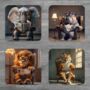 Curious Critters Set Of Four Pu Leather Coasters, thumbnail 1 of 8