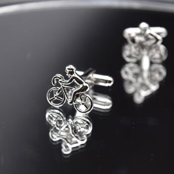 Bicycle Cufflinks Silver Bike Cufflinks For Cyclists Gift For Him, 2 of 6