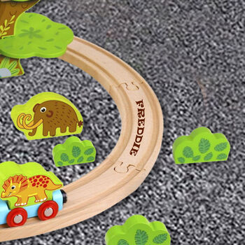 Personalised Wooden Dinosaur Train And Track Set, 3 of 4