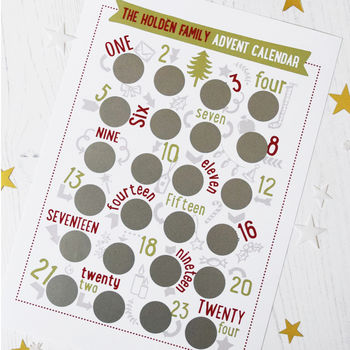 Personalised Scratch Family Activity Advent Calendar, 3 of 5