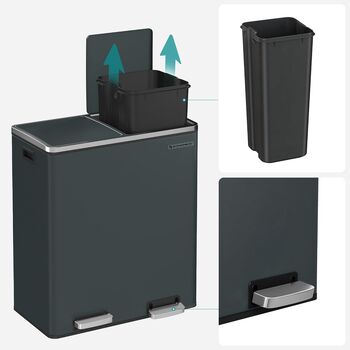 Dual Recycling Bin With Soft Close Lids, 8 of 12