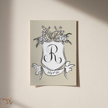 Personalised Wedding Crest Paper Print, 6 of 12