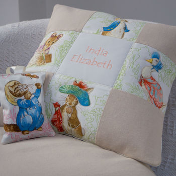 Beatrix Potter© Patchwork Name Cushion, 3 of 7