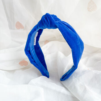 Royal Blue Velvet Knot Headband, 3 of 7