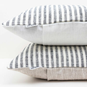 Black And Cream Stripe Linen Cushion Cover, 3 of 7