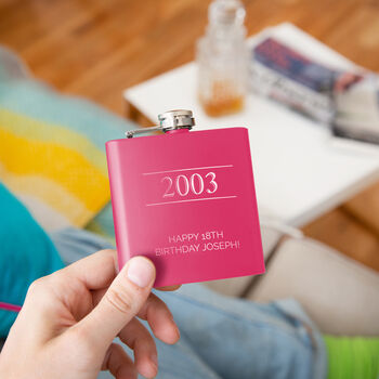 Personalised Year And Message Hip Flask, 6 of 10