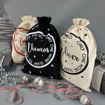 Personalised Christmas Eve Bag Two Black With White, 11 of 12